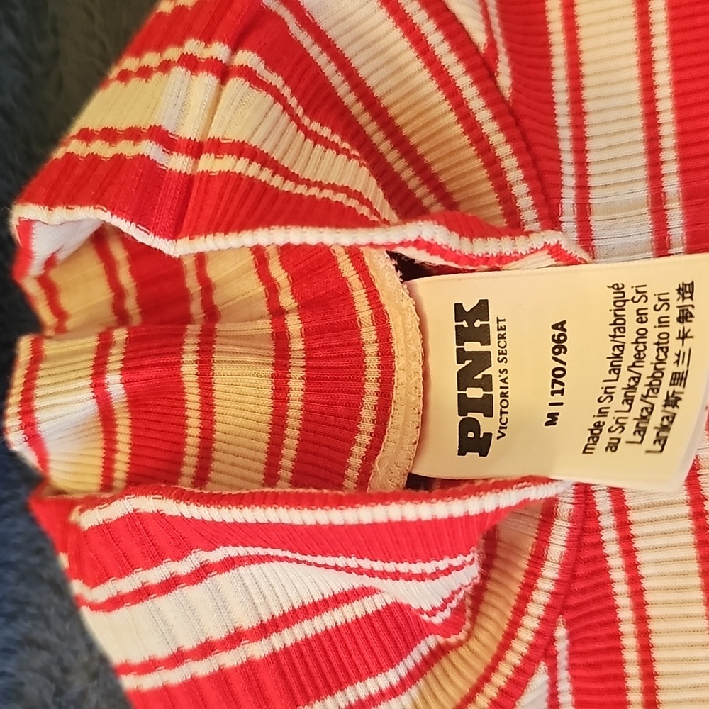 PINK VS Red & White Striped Top Size M - Picture 2 of 4
